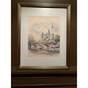 1960s Asterio Pascolini Vintage Art Lithograph Notre Dame Cathedral Paris France